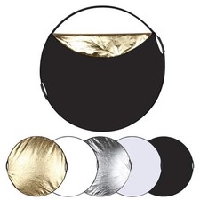 Hridz 110cm 5 in 1 round light reflectors with Hand Grip Translucent, Silver, Go