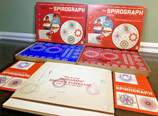 2 Vintage 1960's Kenner Spirograph Sets Red  Blue No. 401 Original Boxes