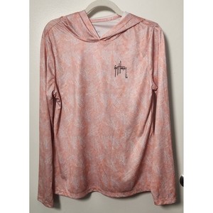 Guy Harvey Ladies Coral Marble Long Sleeve Raglan Fishing Shirt Hoodie Large