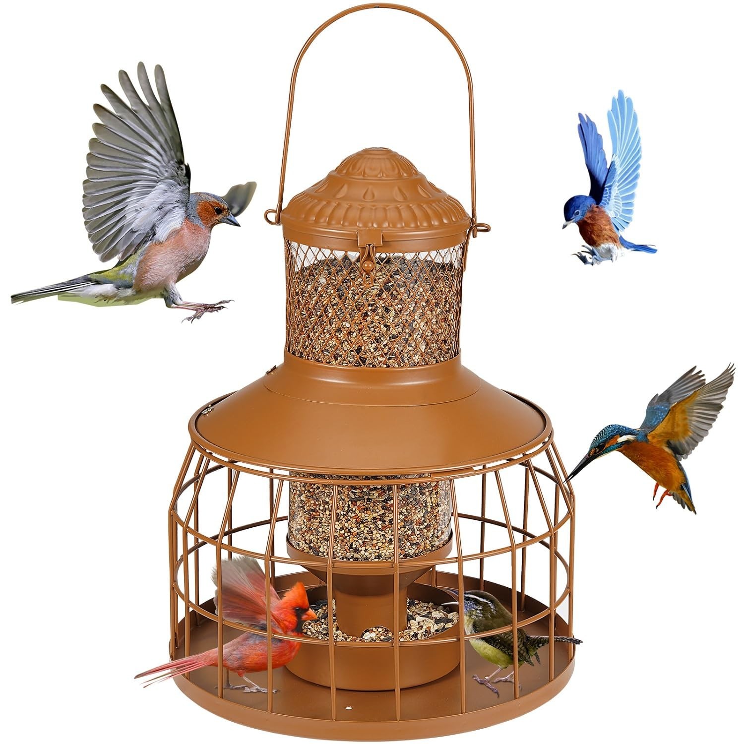 Squirrel Proof Bird Feeders, Metal Wild Bird Feeders for Outdoors Hanging, 3....