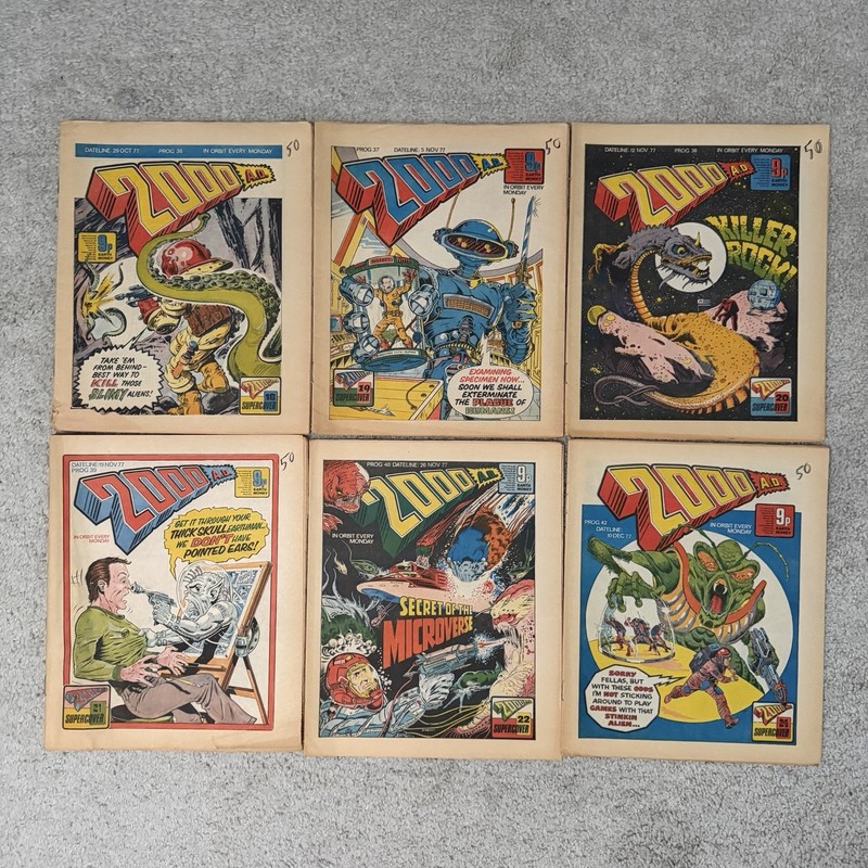 IPC Fleetway 2000 AD Lot #36 37 38 39 40 42 Judge Dredd UK Comics 1977
