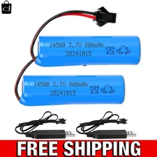 3.7V 800Mah Li-Ion Battery 2Pack with USB Chargers SM-2P Plug RC Rechargeable Ba
