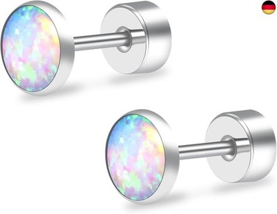 ZDE Titanium Flatback Ohrringe für Frauen Opal Lavendel Ohrstecker flach zurück 