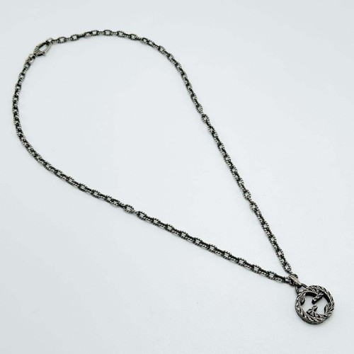 Gucci Interlocking G Arabesque Gravur Anhänger Halskette Sterling Silber 925 - Bild 4 von 13