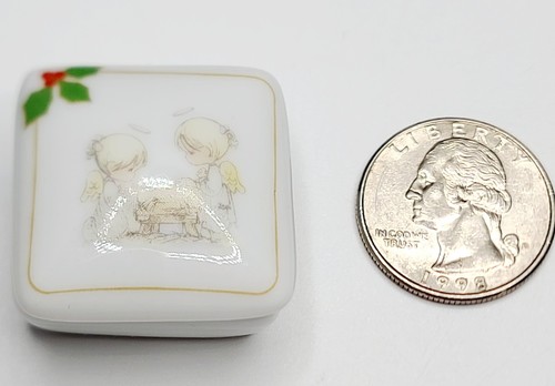 Precious Moments Miniature Manger Angels Christmas Trinket Ring Box 1.25" - Picture 5 of 5