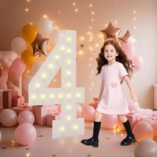 LOBOOM 4FT Light Up Numbers, Marquee Numbers 4 Feet Tall Giant Number 4 Mosai...