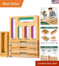 9 IN 1 Storage Bag Organizer for Kitchen Drawer, Bamboo Foil and Plastic Wrap...