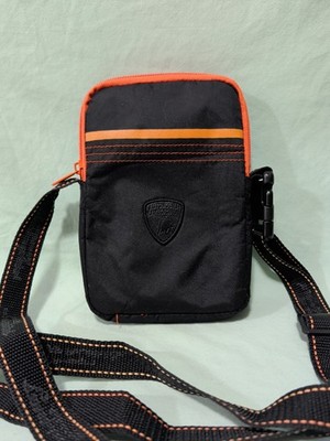 LAMBORGHINI Black Sling Cross Body Lightweight Small Shoulder Bag 
