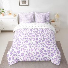 Purple Leopard Comforter Set with Sheets 7 Piece Full Size Cheetah Bed in a Bag