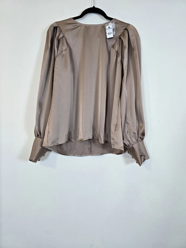 Blusa mujer express satinado champán talla grande XL Foto 2 de 4