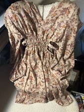 No Comment Ny La cream floral long-sleeve mini dress Size XL