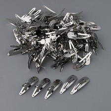 100pcs Blank Silver Snap Hair Bow Clips Barrette Slide Kids DIY Craft Making