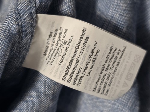 Neu mit Etikett J. Crew Factory Herren XL blau 100% Leinen Hemd mit Knopfleiste - Bild 10 von 22
