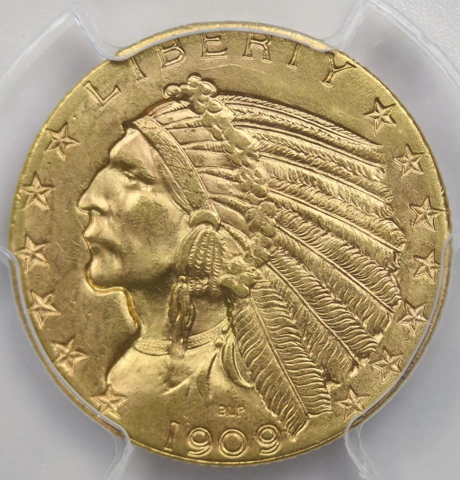 1909-D Indian Head Half Eagle Gold $5 MS 64+ Plus PCGS - Image 3 of 4