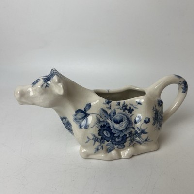 Whiting Pottery Malvern Kuh Milchkännchen blaue Blumen Milchkännchen Neuheit England