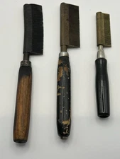 Vintage Brass Hair Hot Press Straightener Comb Wood Handles Lot of 3