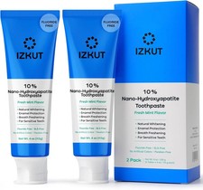 IZKUT 10 Nano Hydroxyapatite Toothpaste Fluoride Free Natural Whitening, 2 Pack