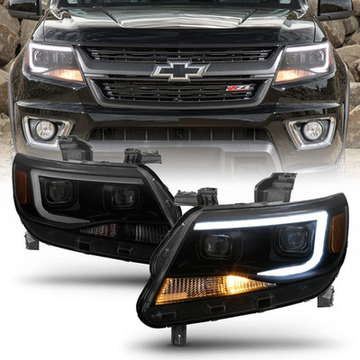 - for 2015-2022 Chevy Colorado Black Housing Smoked Lens LED Tube Dual Projector