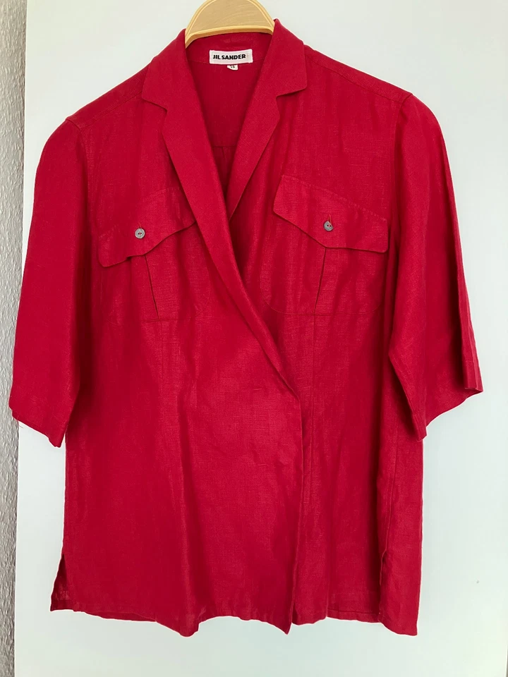 Vintage Original Jil Sander Bluse Jacke Blazer rot 100% Leinen Gr. 36 - Bild 1 von 4