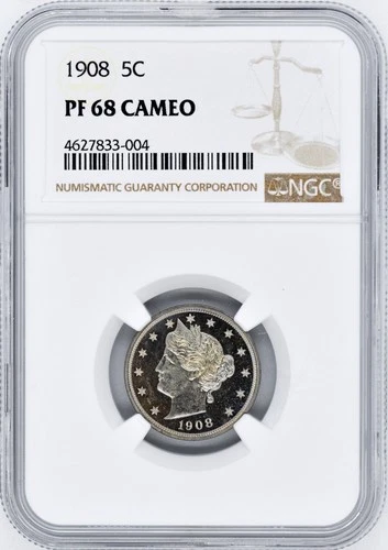 1908 LIBERTY 5C NGC PR 68 CAM