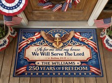 Personalized Patriotic Christian Doormat Faith Welcome Mat Home Decor