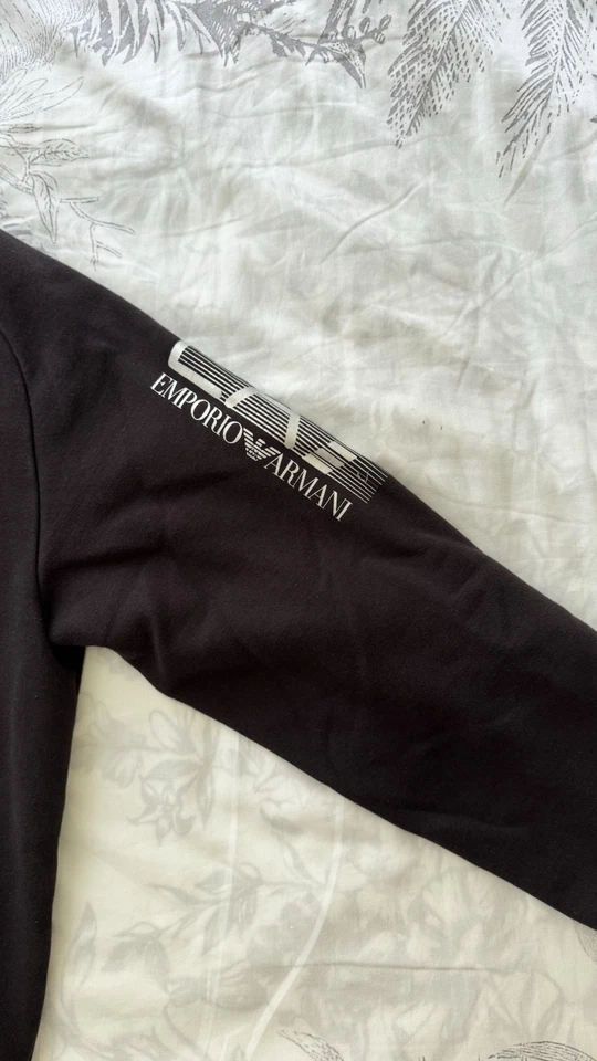 Emporio Armani Black Zip-Up Hoodie Jacket Men's XL Long Sleeve Pockets - Image 4 of 4