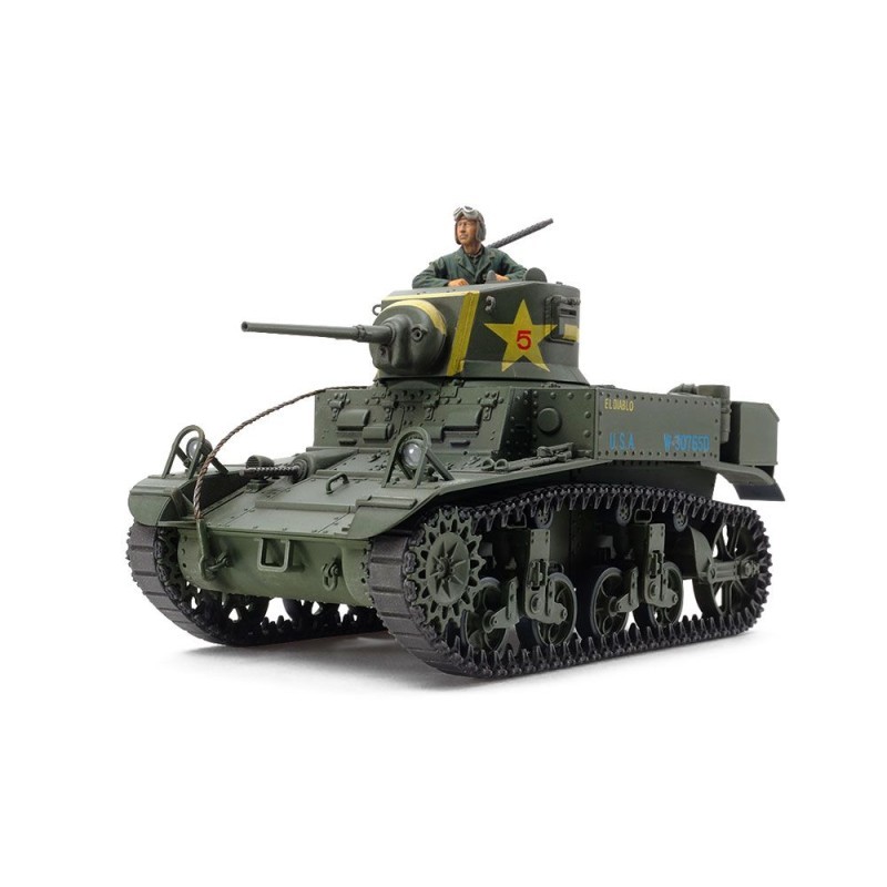 Maquette char M3 Stuart Tamiya 35360, blindé américain miniature 1/35 avec figurines