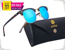 Zoelea Classic Sunglasses for Men Women Black frame Glass Lens Shades 51-21-145