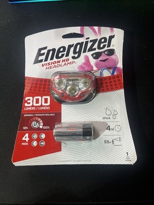 Energizer 300 Lumens Headlamp Vision HD LED Headlight 4 Modes Head Torch + 3 AAA
