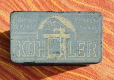 Antike Blechdose: HERMANN K&Ouml;HLER A. G. ALTENBURG (Th&uuml;ringen) 13,5 x 7,5 x 5,5 cm