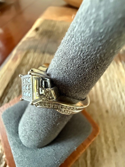 Diamond Twisted Split Shank Sterling Silver Ring - image 6