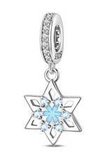925 Sterling Silver Sparkling Snowflake Charm Pendant For Bracelet Or Necklace