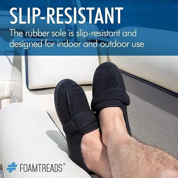 Foamtreads Mens Physician M2 Black Wool Slippers Rubber Sole - Size 11 ED - Image 4 of 4