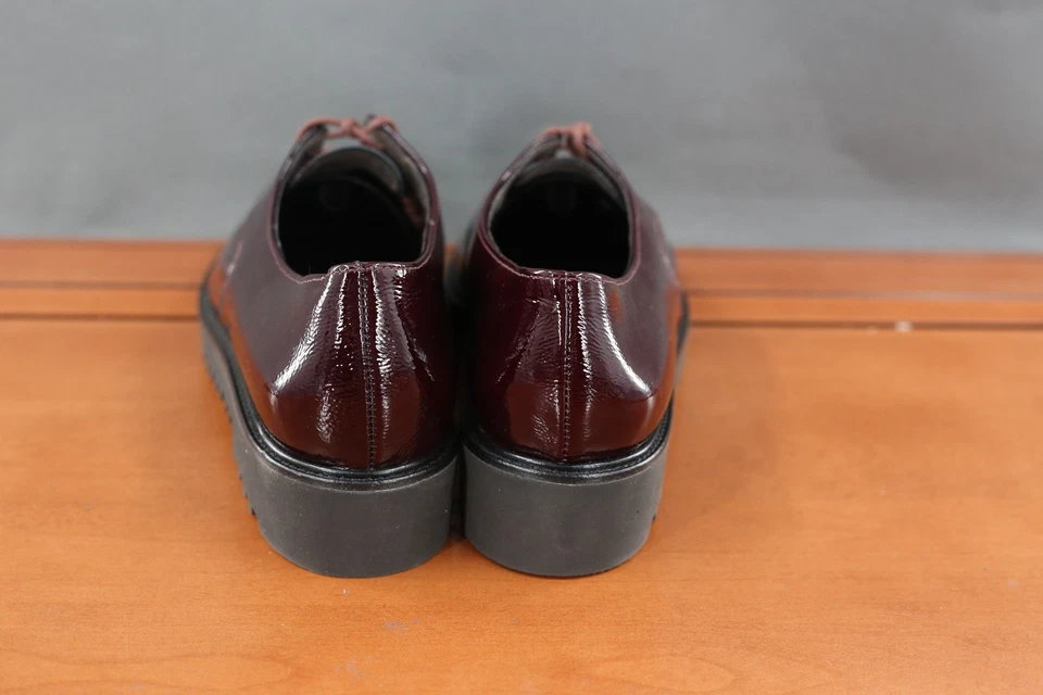 Zapatos Oxford Paul Green para mujer 10,5 charol borgoña EE. UU. con cordones plataforma Foto 4 de 4