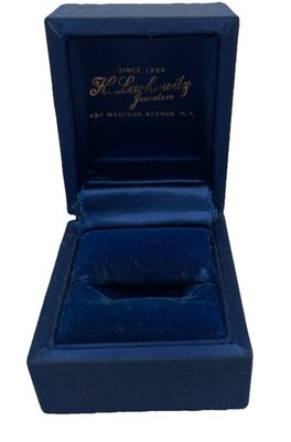 VNTG Navy Blue Ring Presentation Box Satin Exterior~Velvet Interior~Snap Closure
