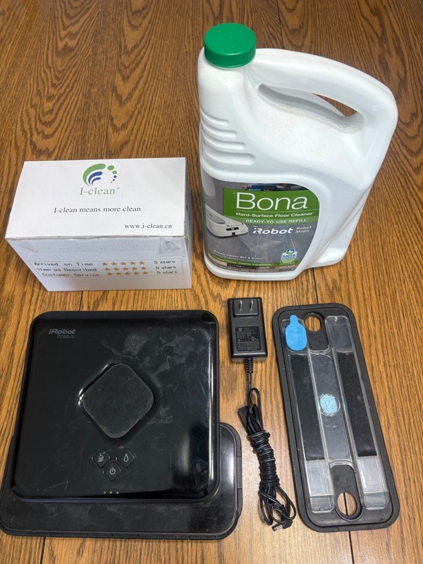 iRobot Braava 380 Smart Robot Floor Mopping Cleaning Vacuum + BONA + Clothes