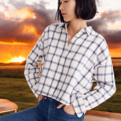 メイドウェル Madewell Flannel Hartfield Crop Shirt in Windowpane レディース シャツ トップス R s-l400.jpg