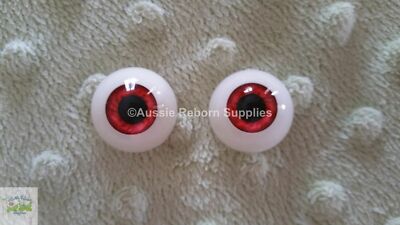 Acrylic Red Vampire (Red w- Black Pupils)  20mm Eyes for Reborn Unusual Doll