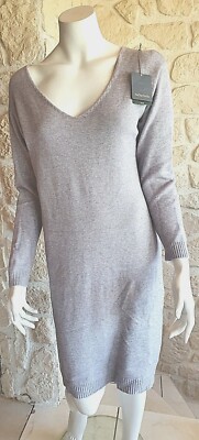 Robe-pull Grise Col V - Sugar Babe - Laine & Angora - Taille Unique - Neuve Avec étiquettes