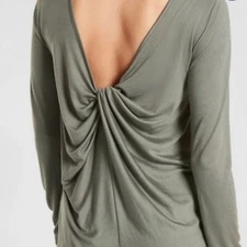 Athleta Laurel Green Waterfall Ling Sleeve Top Small Women's