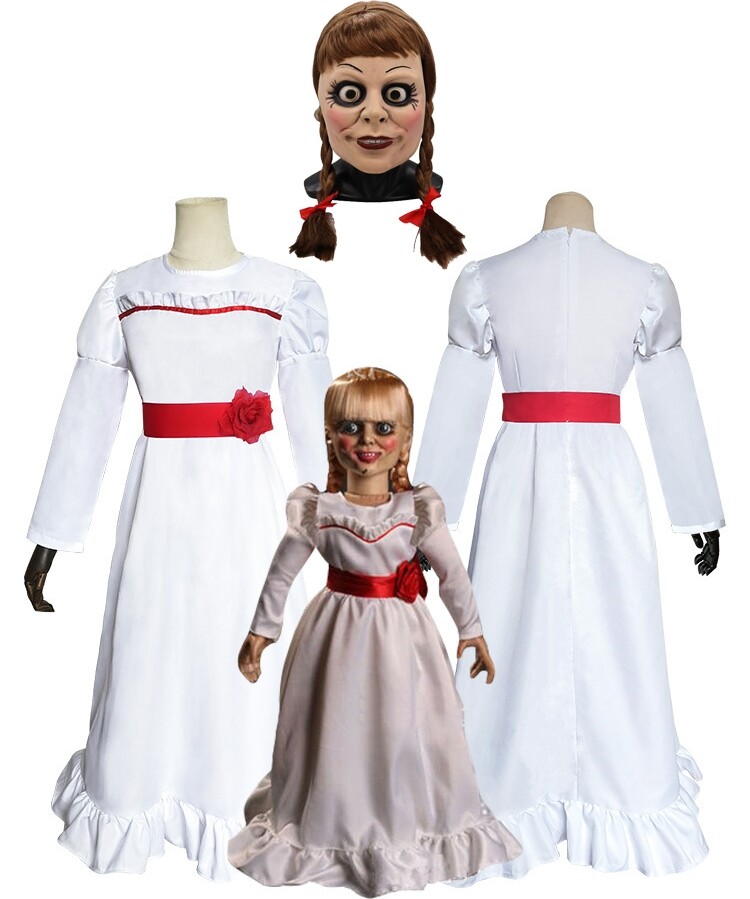 Womens The Conjuring Doll Annabelle Costume Scary Bride Halloween Fancy  Dress | eBay