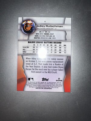 Adley Rutschman 2023 Bowman Platinum Rookie Card RC #4 Baltimore