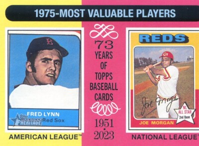 2024 Topps Heritage #194 Fred Lynn / Joe Morgan, Boston Red Sox / Cincinnati Red