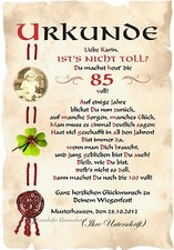 Urkunde 85. Geburtstag DIN A4  G3