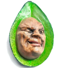 Cute Avocado Sculpture, Handmade Veggie Art for Food Lovers Home and Garden