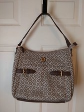 Tommy Hilfiger Signature Logo Canvas Shoulder Bag Satchel Purse