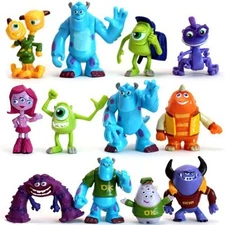 Monsters Inc Sulley Mike Disney Playset 12 Figure Cake Topper Toy Doll Set
