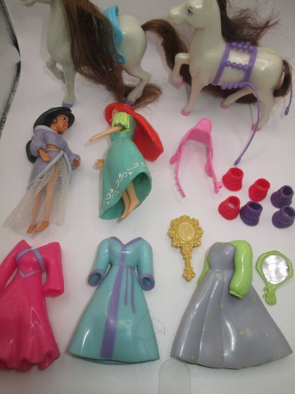 Polly Pocket Disney Dolls ~❤️~ Jasmine and Ariel with Horses #586