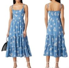 Reformation Women's Chelsea Girl Kealy Blue Floral Print Midi Dress Size 2