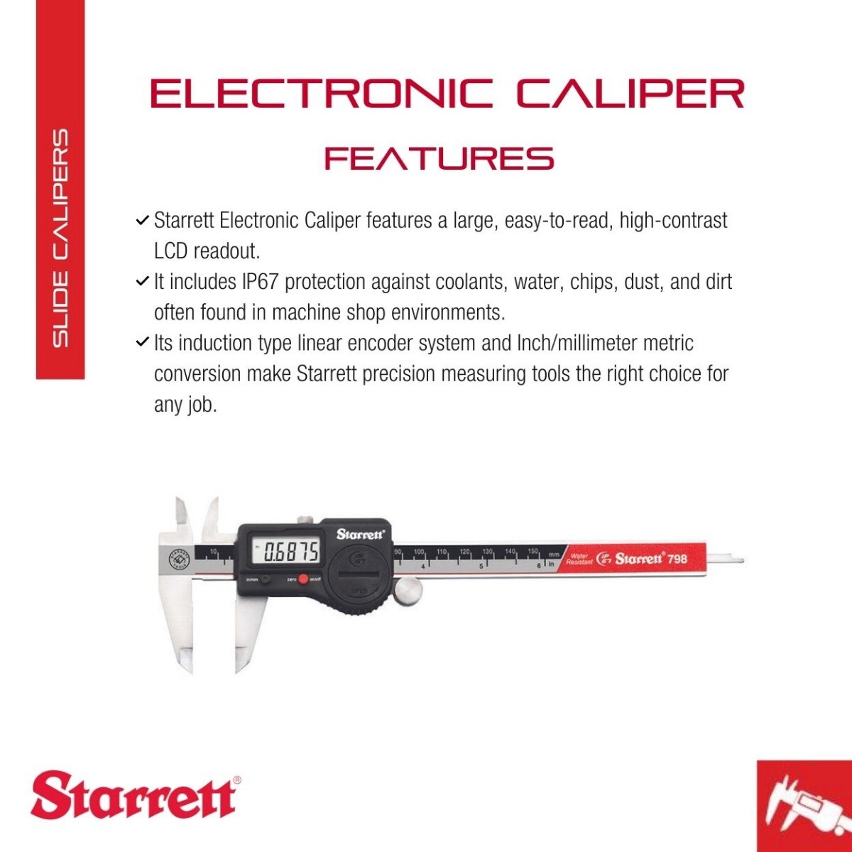 Starrett 798A6/150 Digital Caliper, Stainless Steel, Battery Powered St. John's Institute